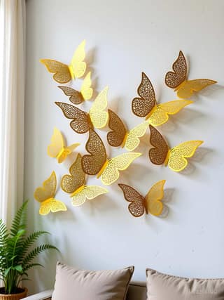 WUGO 3D Home Decor Butterfly Wall Stickers with Sticking Pad, Decorative Butterfly Wall Art for Bedroom, Living Room, Office and Home Decoration (Original)