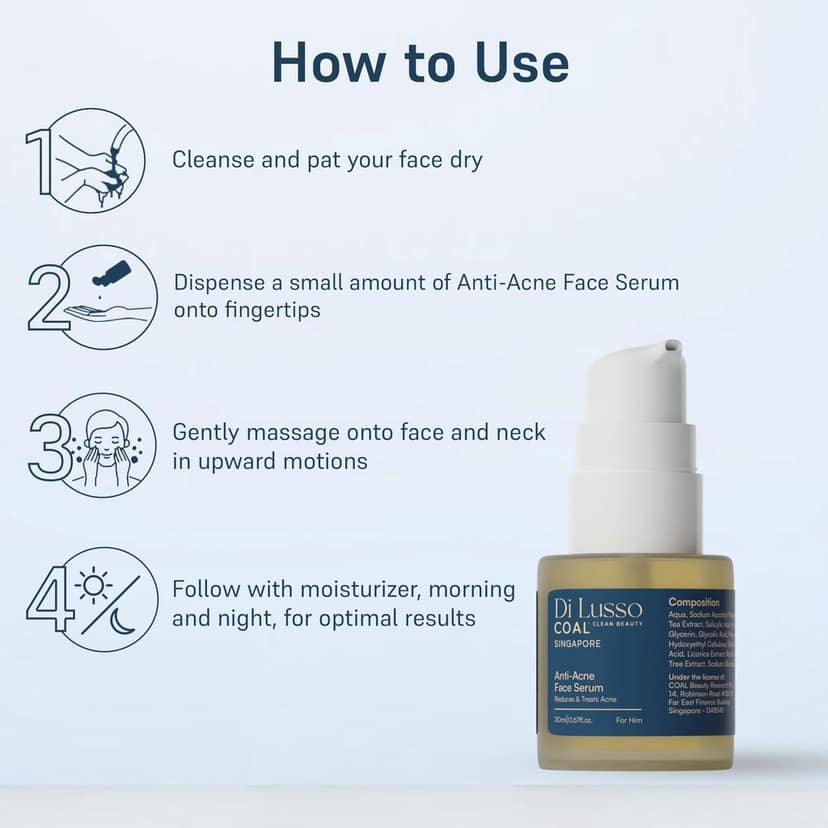 COAL Clean Beauty Anti-Acne Face Serum with Green Tea Extract | Reduces & Treats Acne | Men | All Skin Types | 20ml view 5