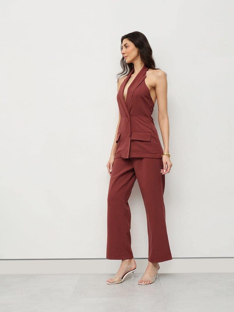 Rust Halter Blazer Co-ord Set view 4