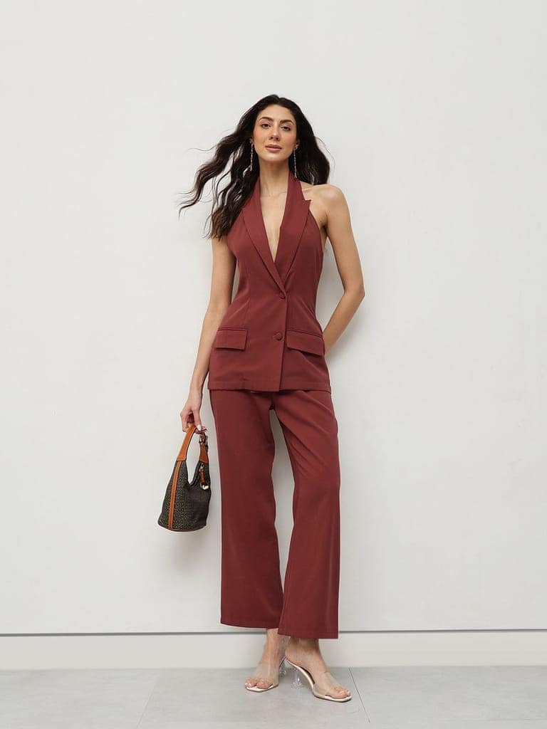 Rust Halter Blazer Co-ord Set view 6