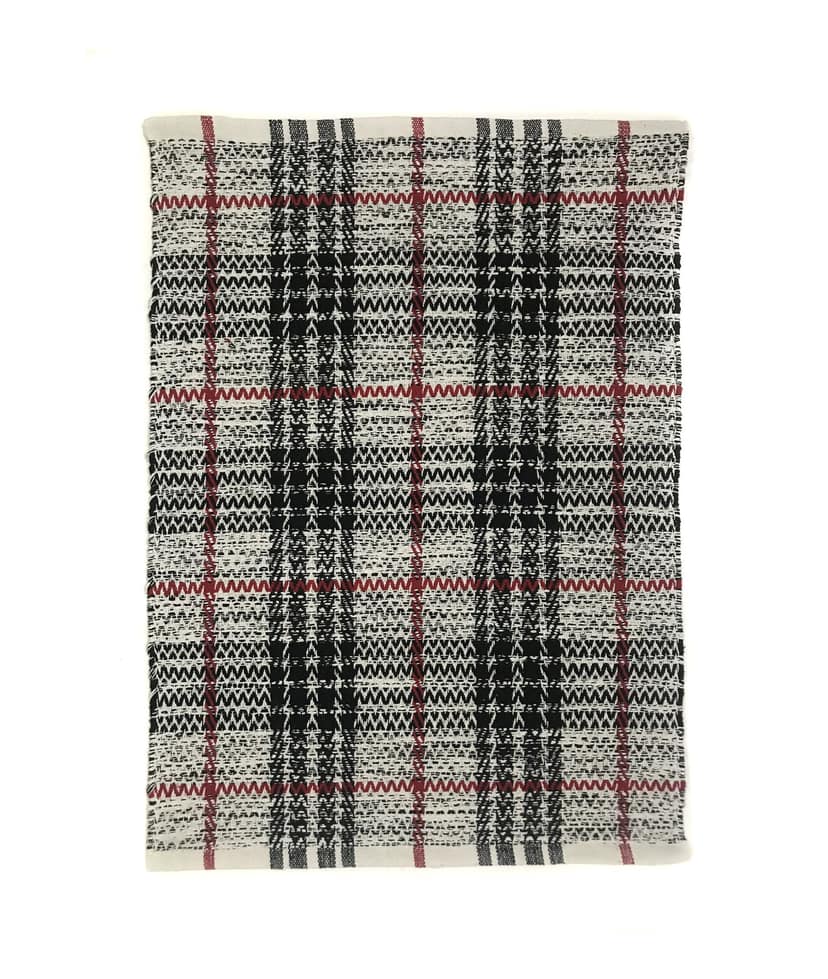 Hand Woven Recycled Cotton Rug, Black/White, Size 20'’x30'’. Machine Washable Pack of 2