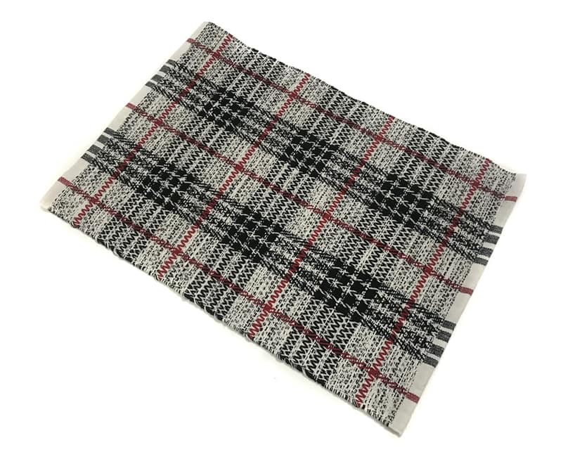Hand Woven Recycled Cotton Rug, Black/White, Size 20'’x30'’. Machine Washable Pack of 2 view 2