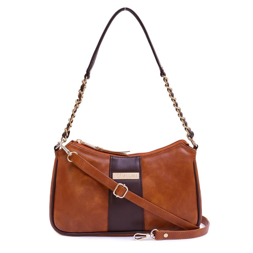 VISMIINTREND Women Handbag | Pu Leather Satchel Bag | Crossbody Sling Bag with Detachable Adjustable Strap | Evening Party Handbag | Solid Half Moon Style | Bags view 4