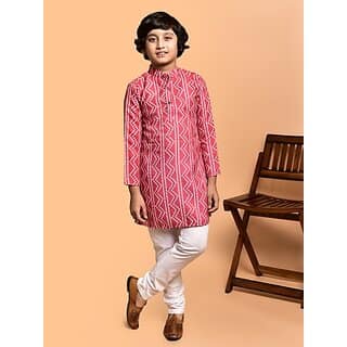 PrintCultr Boys Festive & Party Kurta and Pyjama Set (Red)