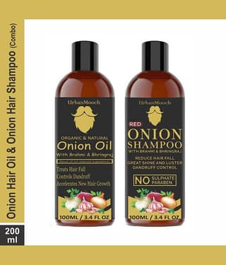 UrbanMooch Onion Oil & RED Onion Shampoo For Hair Fall Control, Growth Shampoo 200 mL Pack of 2