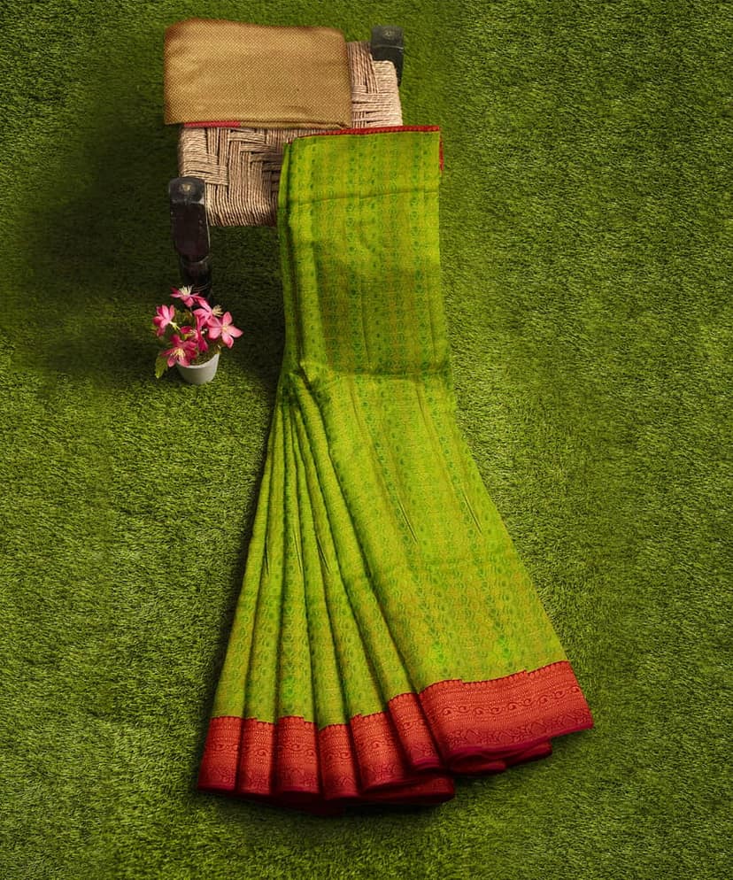 Light Green Color Soft Kora Muslin Saree with Unstitched Blouse view 7