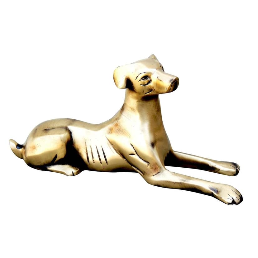 Brass Sleeping Dog Showpiece | Cute Animal Home Decor, Height : 4.4 Inch (ANMAS224 C) view 2