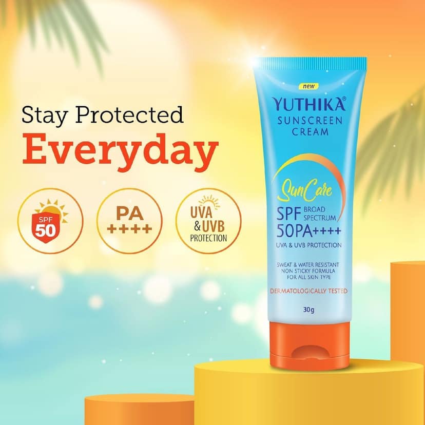 Yuthika Sunscreen SPF 50 PA++++ with UVA & UVB Protection 30g, Dermatologically Tested Sunscreen Cream for Women and Men view 3