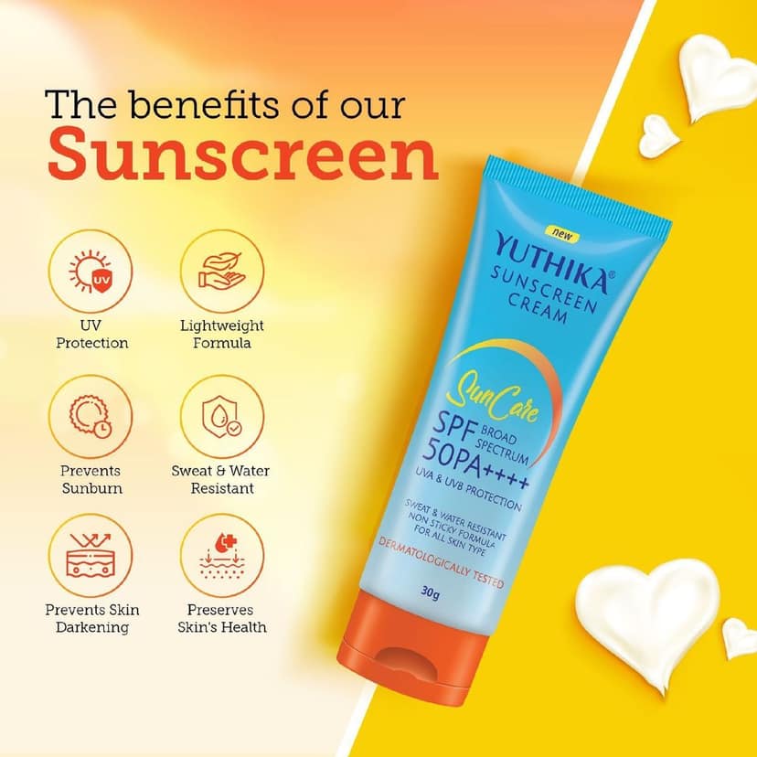 Yuthika Sunscreen SPF 50 PA++++ with UVA & UVB Protection 30g, Dermatologically Tested Sunscreen Cream for Women and Men view 5