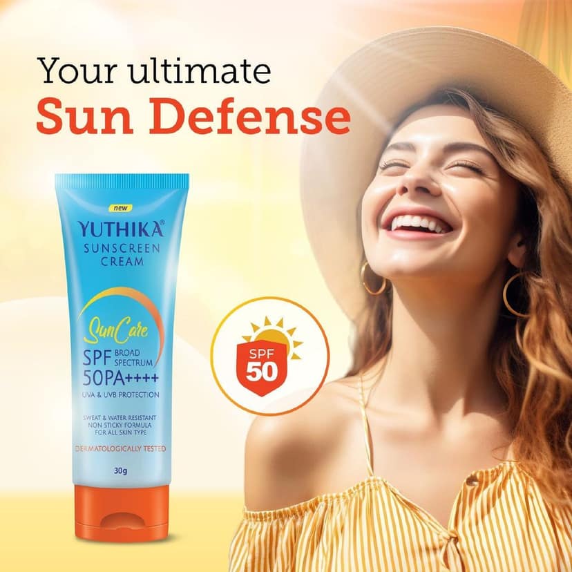 Yuthika Sunscreen SPF 50 PA++++ with UVA & UVB Protection 30g, Dermatologically Tested Sunscreen Cream for Women and Men view 7
