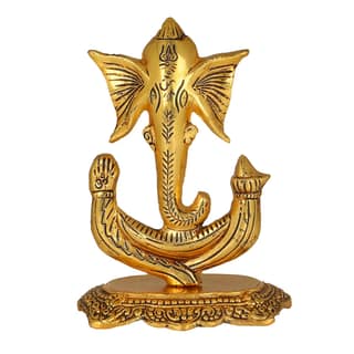DreamKraft White Metal Ganesh Showpiece Idol for Home Decor and Gift(13X8.5X17 cm)