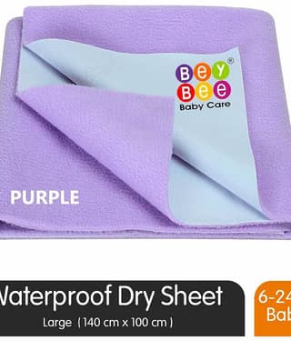 BeyBee Waterproof Rubber Sheet (Large (140cm X 100cm), Violet)