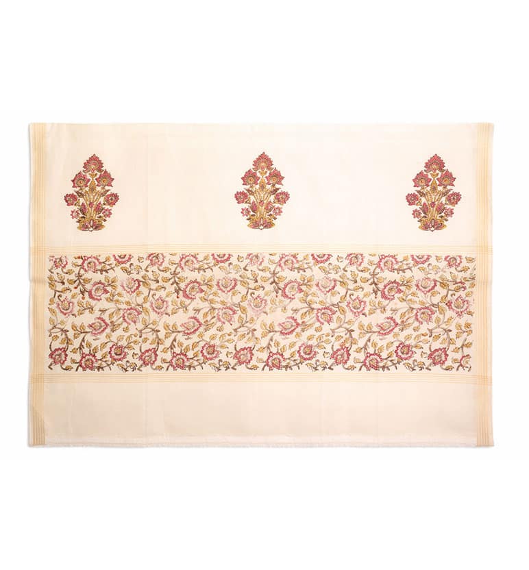 Block Printed Chanderi Stole – Floral Heritage Motif view 2