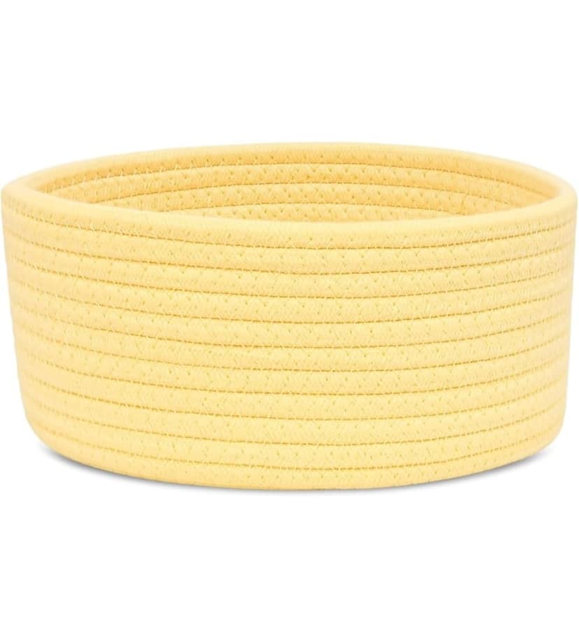 Generic Cotton 8x3 Inch Round 1 Pcs Bedside Organizer With Out Lid (Yellow)-PID66383