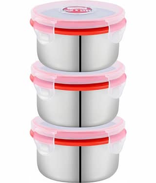 Kitcorner Stainless Steel Kitchen Containers/Tiffin/Lunch Box,350ml each (3U)