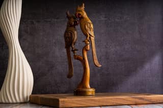 SOWPEACE Handcrafted Wooden Parrot Set “Made for Each Other” showpiece, Premium Artisan Made Tabletop Home Decor for Living R