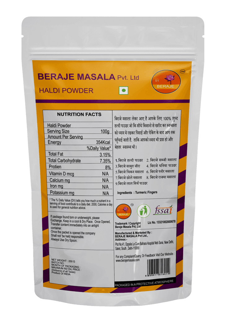 Beraje Masala Organic Turmeric Powder 100g, Haldi Powder view 2