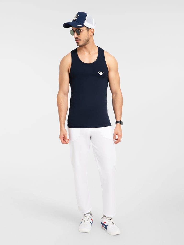 AH Gym Vest Navy Blue 4-Way Stretch view 5