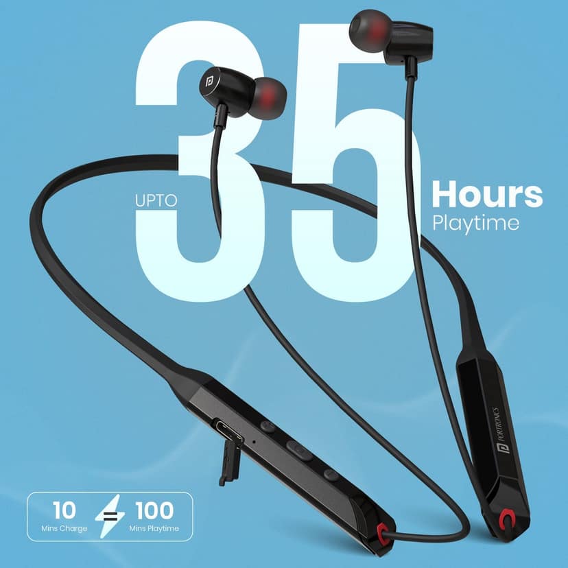 Portronics Harmonics Z12 Wireless Neckband with Deep Bass - Black view 2