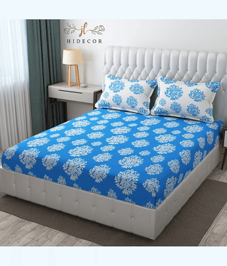HIDECOR Microfiber 1 Double King Bedsheet with 2 Pillow Covers ( Light Blue )