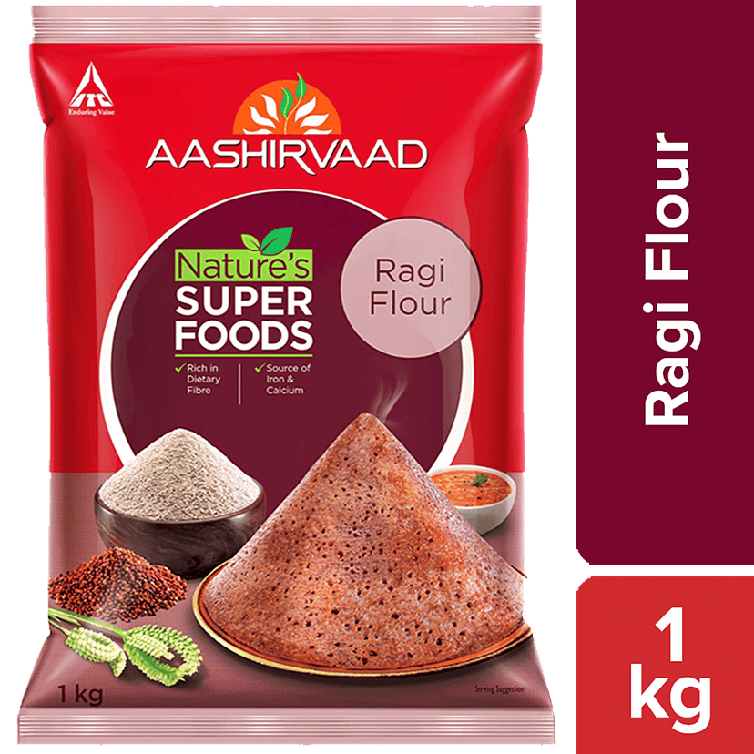 Aashirvaad Nature's Super Foods - Ragi Flour/Ragi Hittu, 1 Kg Pouch