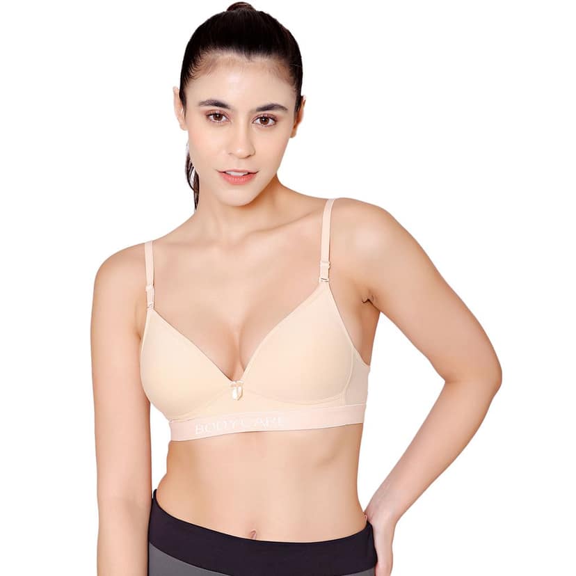 Bodycare Cotton Spandex Padded Non wired Tshirt Bra-Pack of 3 view 2