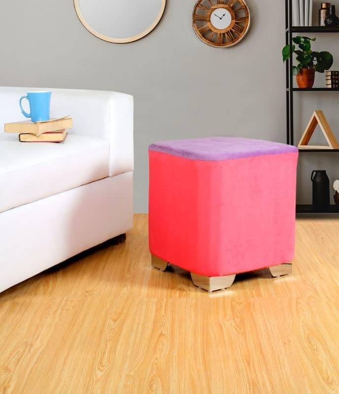 ShadowKart Sitting Stool Ottoman Pouffes for Living Room Sitting Bench Furniture Wooden Footrest Pouf Seat Puffy Foam Small Foot Stool for Office Home Decor, 16x16x18 Inch