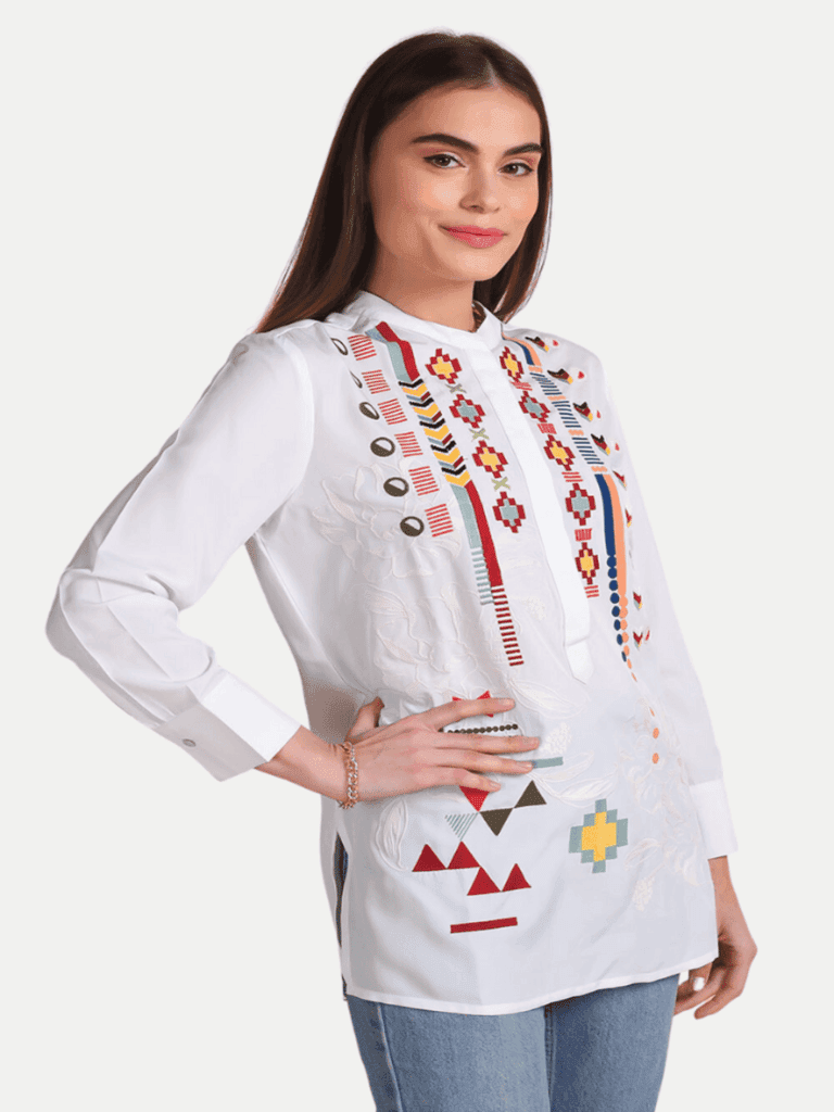 White Geometry Shirt view 3