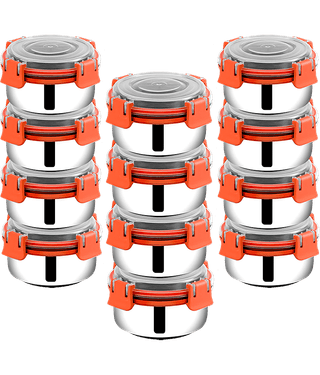 BOWLMAN - Steel Orange Food Container ( Set of 12 - 350mL each )