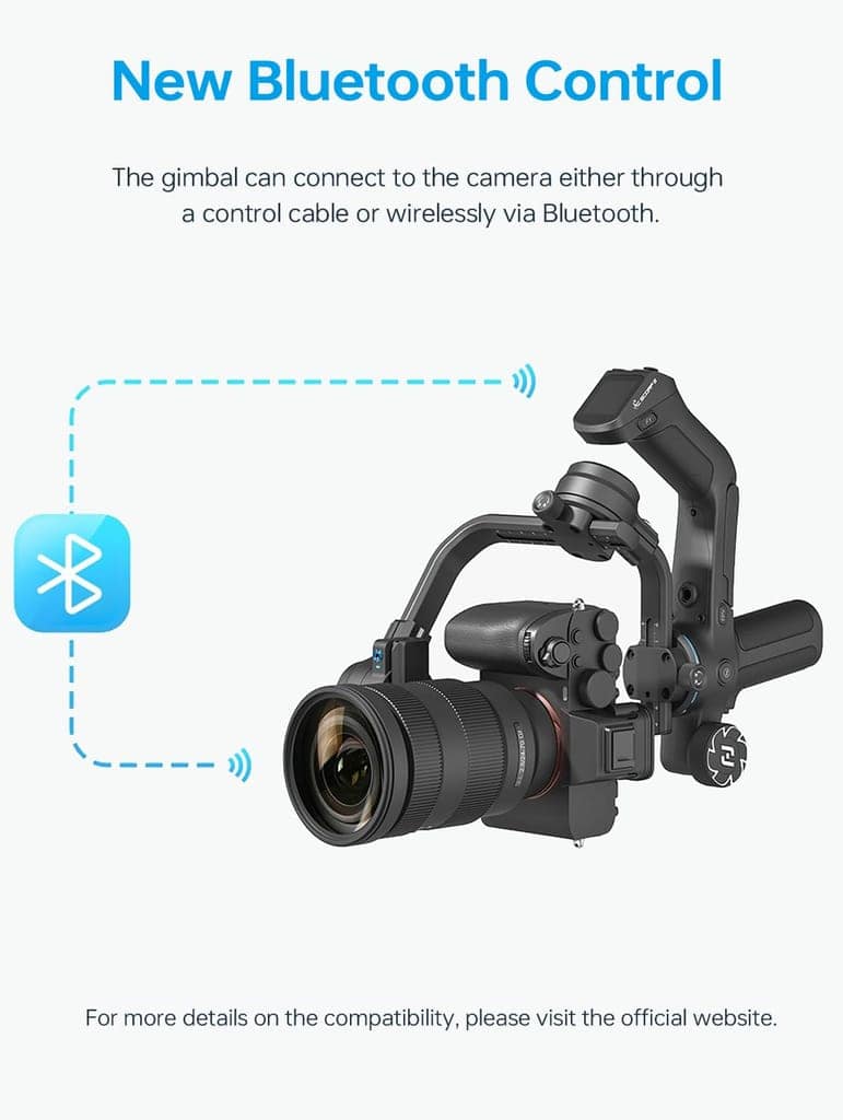 FEIYU TECH SCORP 2 Kit Camera Gimbal Stabilizer,Built-In AI Tracker,Vertical Shooting For Reels & Shorts,Touch Screen,Max 2.5Kgs,Fits Sony/Canon/Nikon/Fujifilm Mirrorless & DSLR Camera, Black view 3