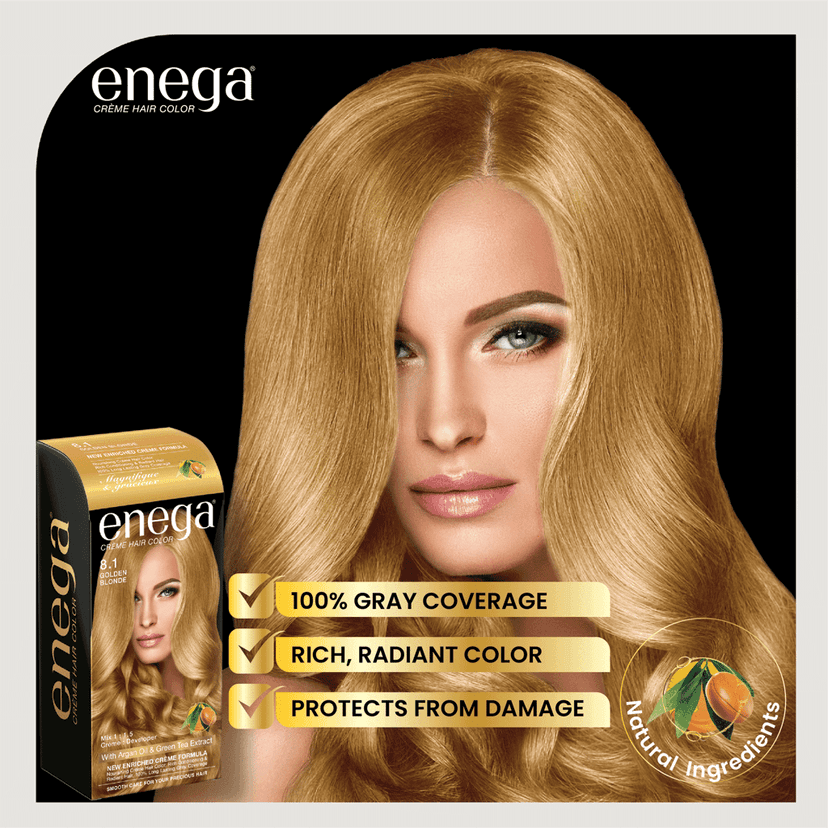 Enega Golden Blonde Hair Color Cream - 120ml | No Ammonia | With Argan Oil & Green Tea Extract | Nourishing & Long-Lasting view 10