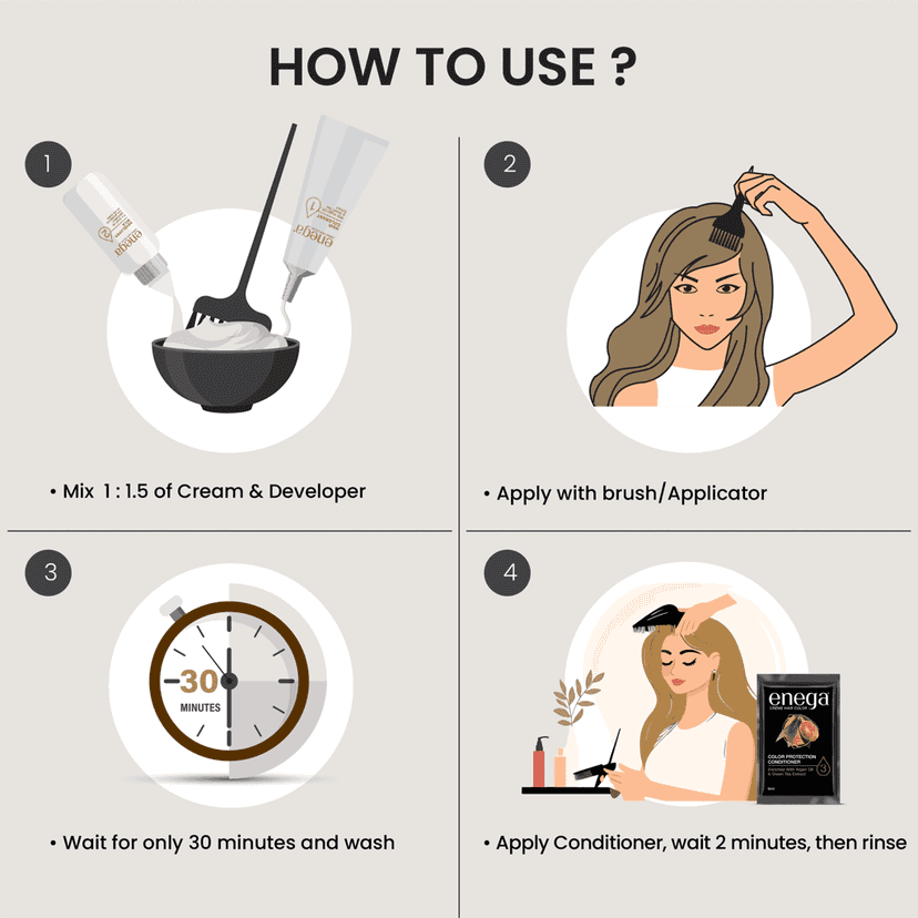 Enega Golden Blonde Hair Color Cream - 120ml | No Ammonia | With Argan Oil & Green Tea Extract | Nourishing & Long-Lasting view 5