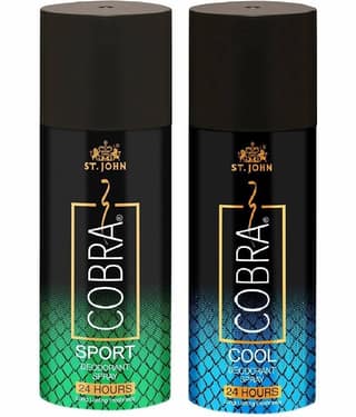 ST.JOHN Cobra Cool & Sport 150ml Each Long Lasting Deodorant Spray for Men (300ml) Pack of 2