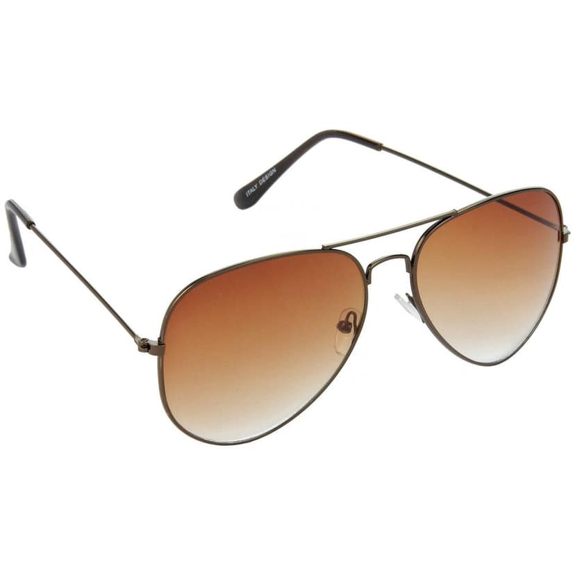 HRINKAR Pilot Stylish Sunglasses For Men And Women (Brown And Red Lens | Brown And Silver Frame - HCMB390) With Free Paper 3D Glass view 2