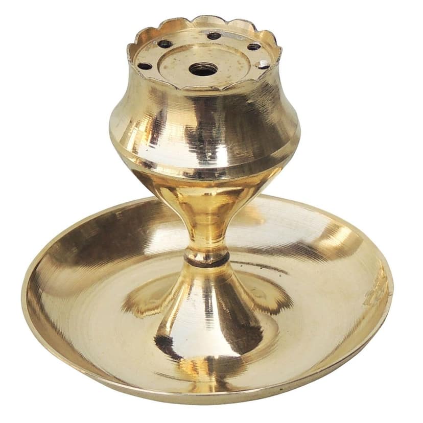 Brass God Temple Agardan, Agarbatti Stand Plate, Height : 2.6 Inch (FMAS637 B) view 2