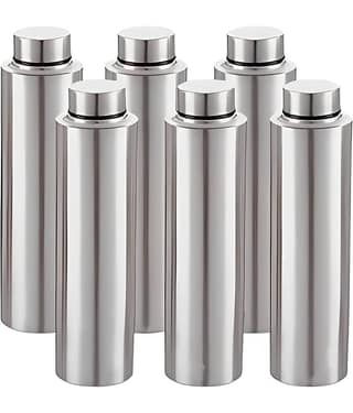 Visaxmi Steel Water Bottle Silver Steel Fridge Water Bottle 1000 mL ( 6 )