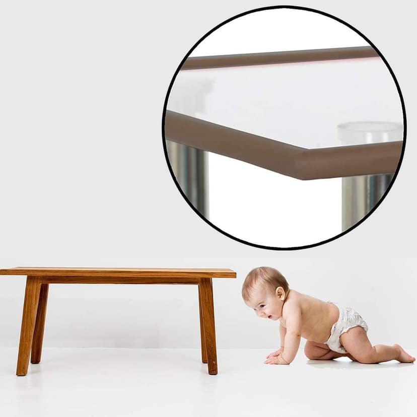Safe-O-Kid' (Set of 5) Baby Proofing Combo of L-Shaped 2 mtr Long 1 Edge Guards with 4 Corner Protectors for Sharp Edges for Babies- Brown view 2