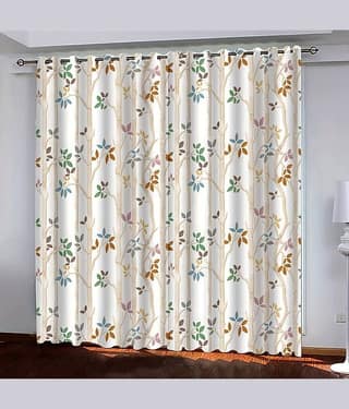 V21 decod Graphic Room Darkening Eyelet Curtain 9 ft ( Pack of 1 ) - White