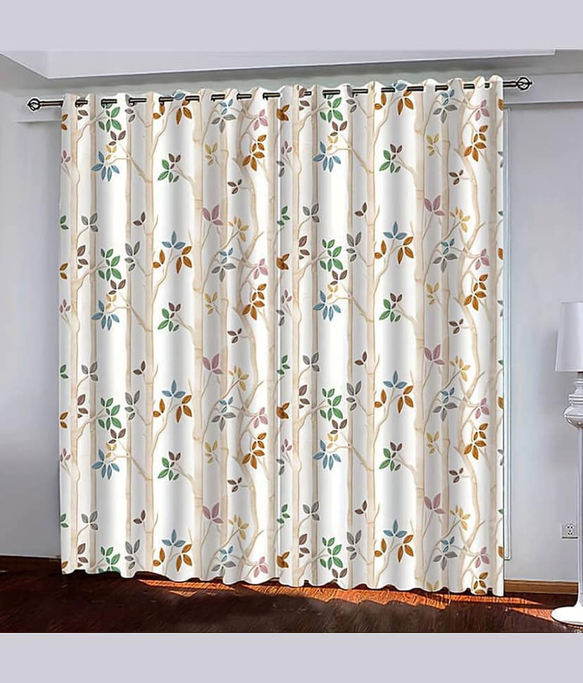 V21 decod Graphic Room Darkening Eyelet Curtain 9 ft ( Pack of 1 ) - White view 2