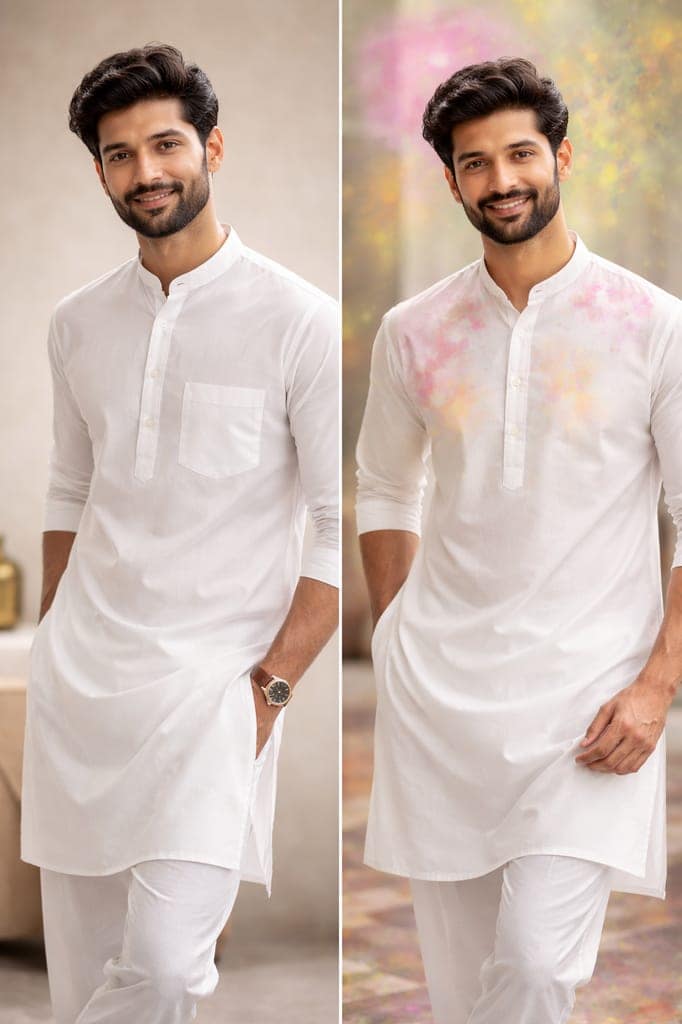 Men's White Kurta Pajama view 2