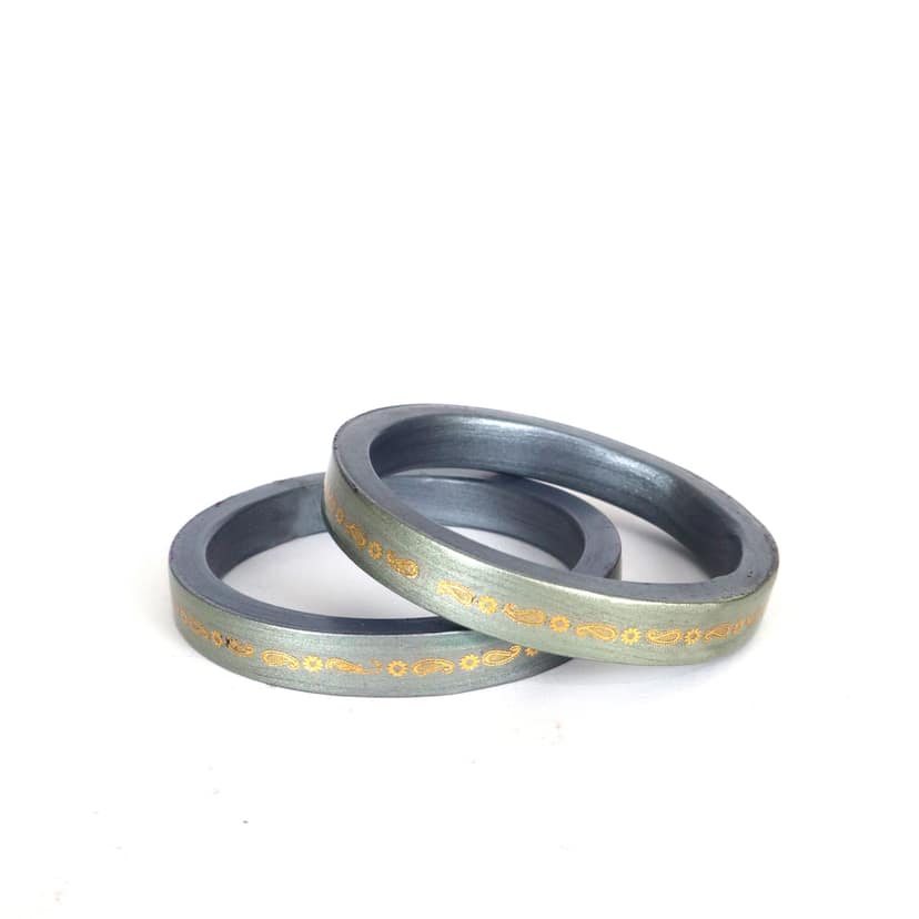 FHS Royal Style Rajasthani Lac Bangles Peach Colour for Girls & Women - Gray view 2