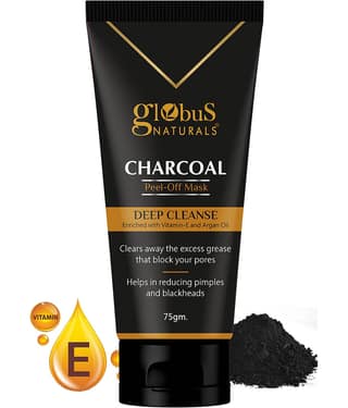 Globus Naturals Charcoal Peel Off Mask, Deep Cleanse, Enriched with Vitamin E & Argan Oil, 75gms