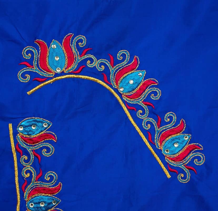 Embroidery designer blouse piece view 4