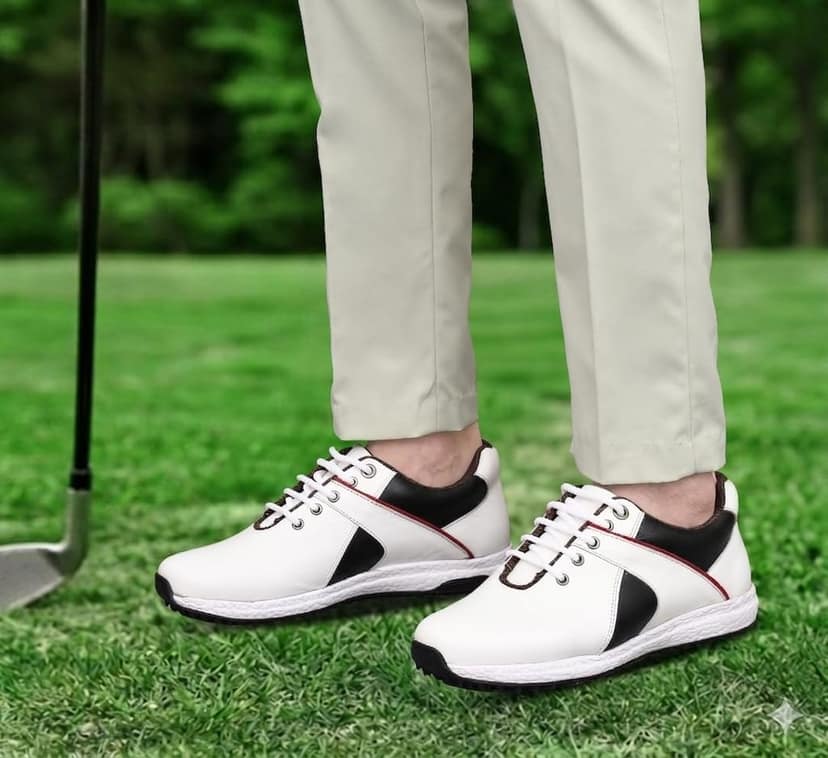 HITCARO Men Genuine Leather Lace-up Professional 100% Waterproof Premium Gold Golf Shoes view 3