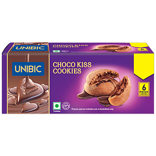 UNIBIC FOODS Centre Filled Cookies - Choco Kiss, For Snacking, 60 g single pack