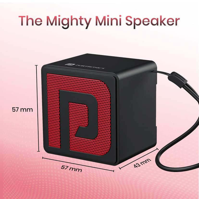 Portronics Nugget 3W Mini Pocket Bluetooth Speaker with Upto 4 Hours Playtime, HD Sound, Bluetooth 5.4V, Mini Speaker, Strong Lanyard, Light Weight, Type C Fast Charging(Black) view 3