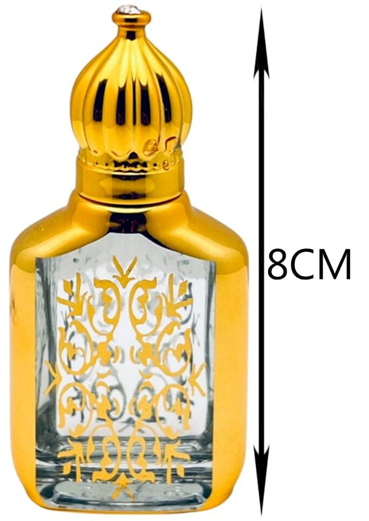 Mii Art Set of 2 Decorative 10ml Glass Fragrance Bottles with Gold Finish – Premium Empty Containers for Gifting view 3