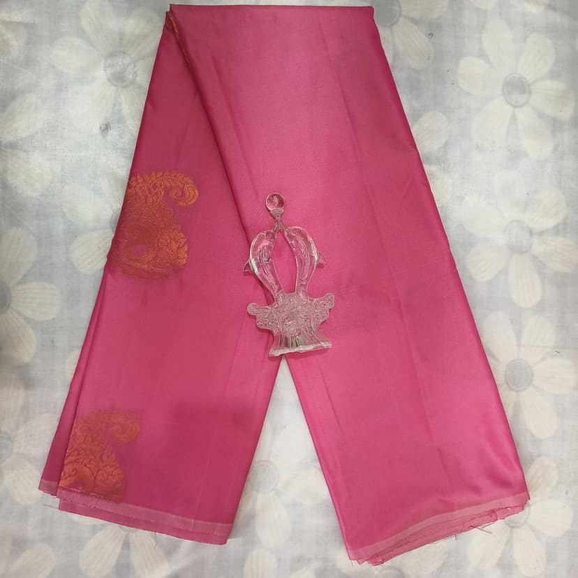 Soft Silk Saree with Blouse - Hot Pink view 4