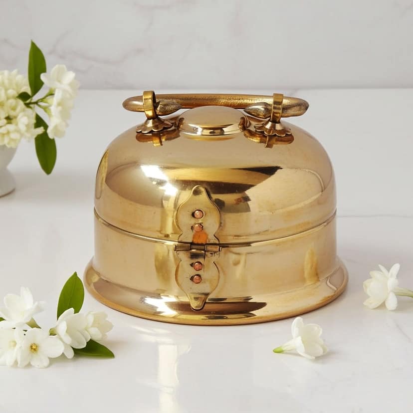 Brass Antique Pan Dan ? Decorative Betel Leaf Holder, Height : 6 Inch (ZMAS265 C)