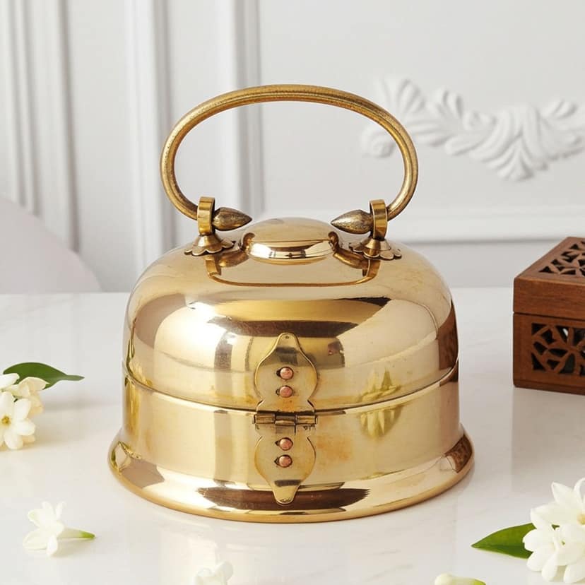 Brass Antique Pan Dan ? Decorative Betel Leaf Holder, Height : 6 Inch (ZMAS265 C) view 2